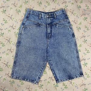 Vintage 80s Acid Wash Longline Denim Shorts Streetwear Casual Jorts Bermuda 9